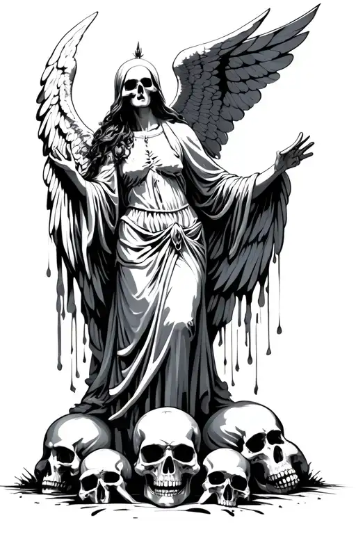Angel Of Death Standing On Skulls