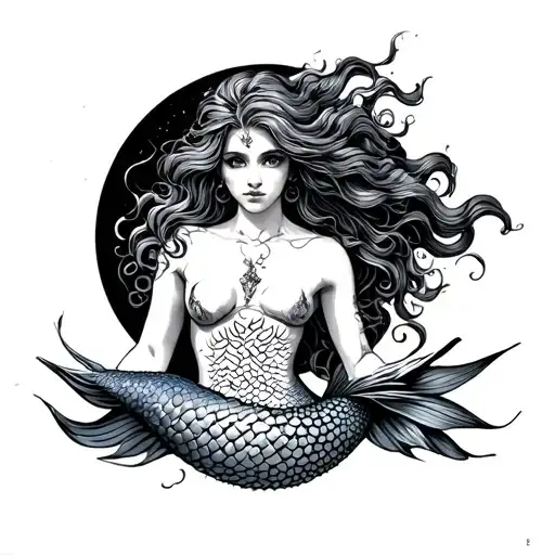 Mermaid With Text Saying Under Le Louvre