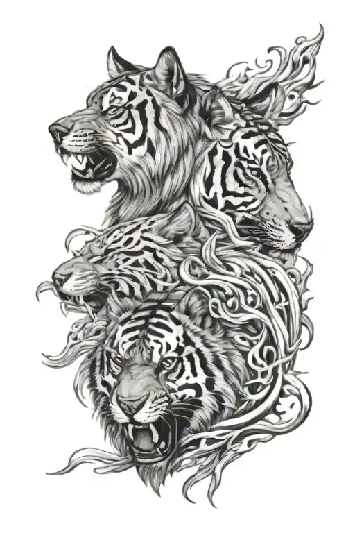Wolf And Tiger Head