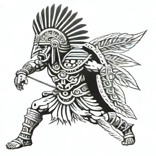 Aztec Warrior Stands Alone