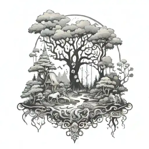 A Mystical Forest With Magical Creatures Inspired By Nature And Manga
