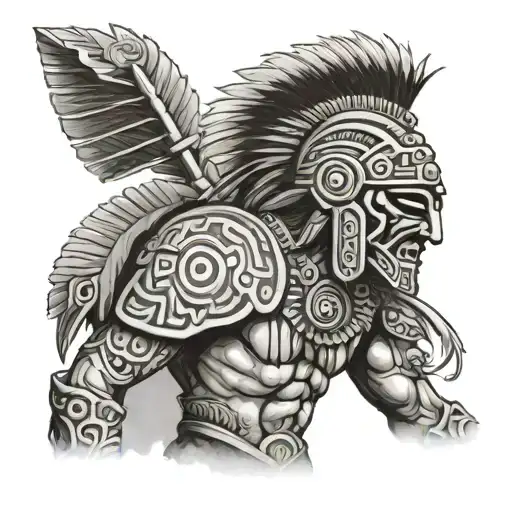 Aztec Warrior Stands Alone Against An Army
