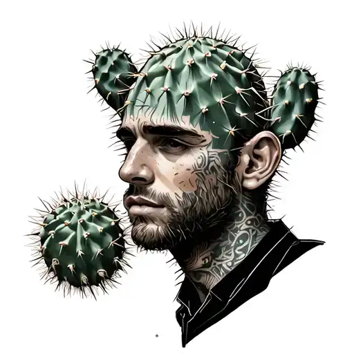 Cactus With Alex's Head Of The Film Orange Mecanic