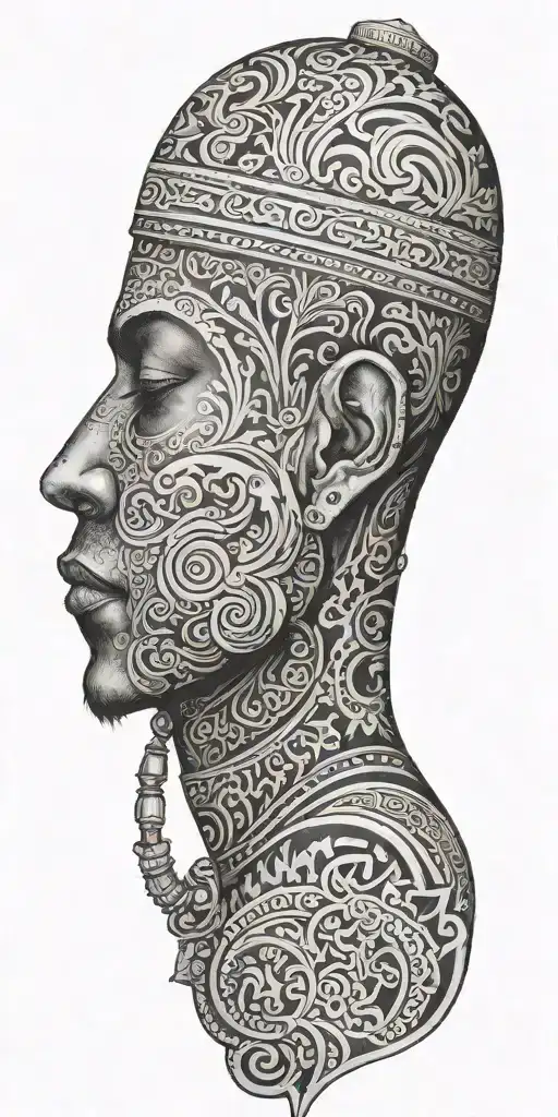 Person With Tunic Meditating Head Covered