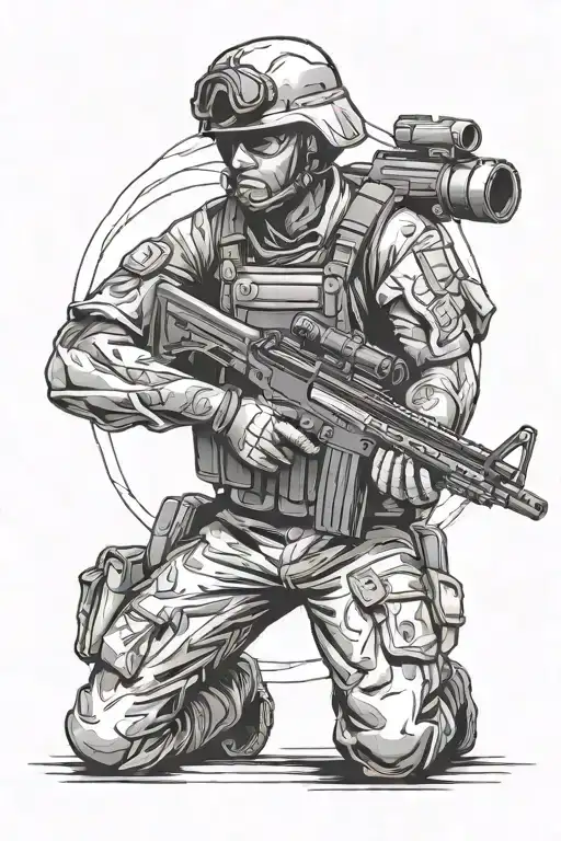 Soldier With A Machine Gun
