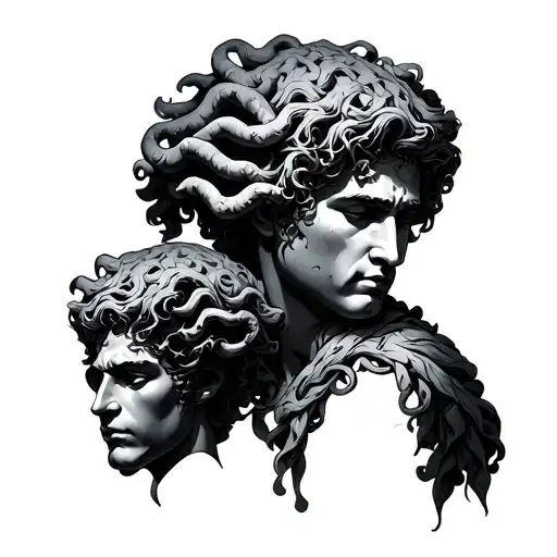 Perseus Holding Medusa Head Portrait