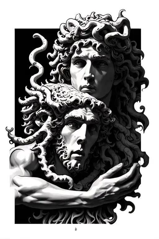 Perseus Holding Medusa Head Front View