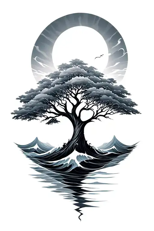 Waves With Tree Of Life Tree