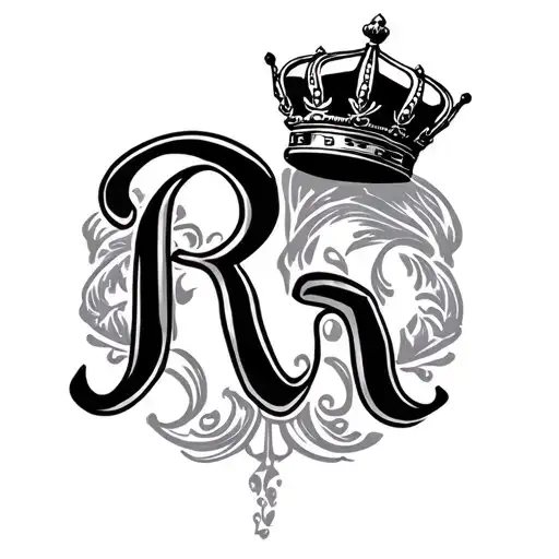 The Name Russell With A Crown On The R In Cursive On The Lower Back
