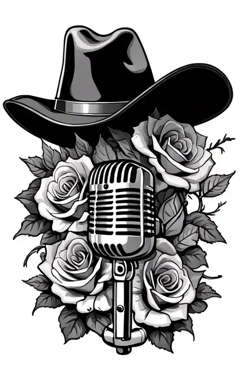 Stetson Hat With Microphone And Roses Intertwined
