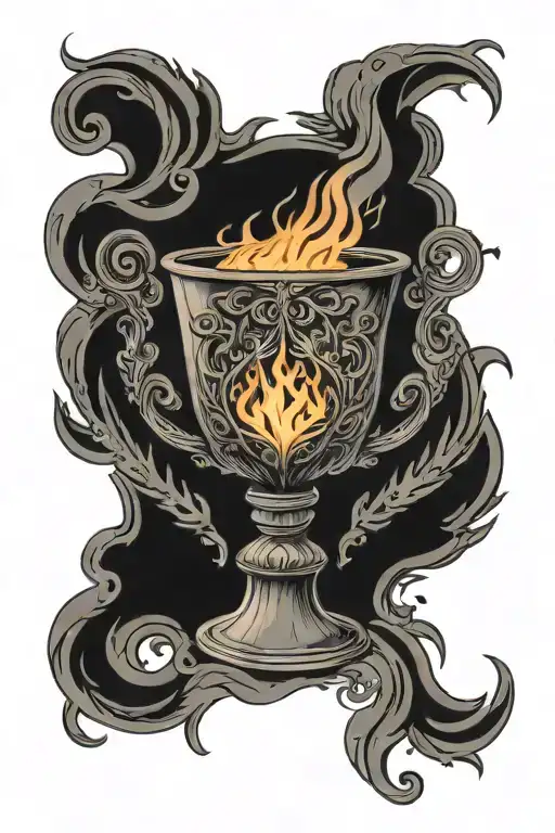 Chalice With Fire And Empath Protection Symbol Intertwined