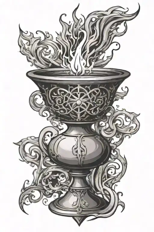 Chalice With Fire And Empath Protection Symbol Intertwined