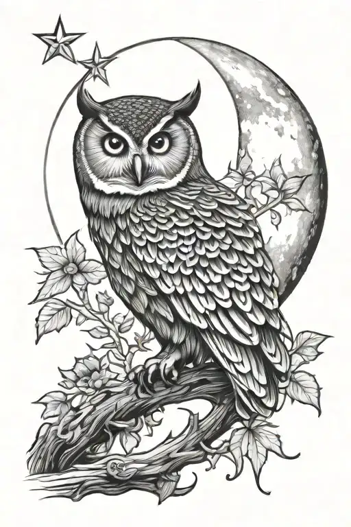 Owl And Moon