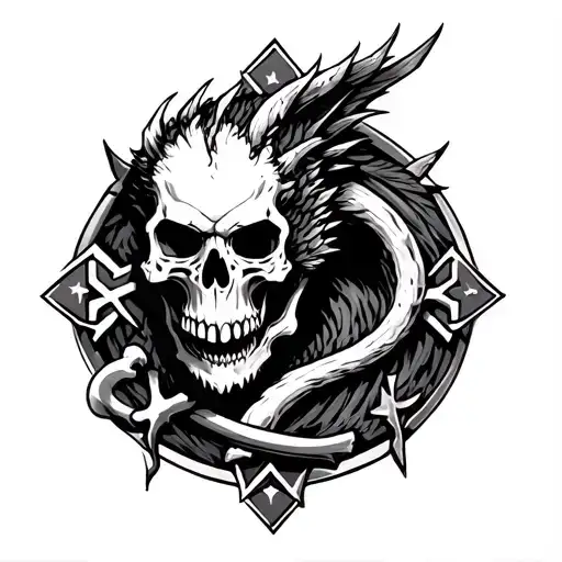 Star Crow Skull Bones Dragon Viking Shoulder Design Scorched Cross Ace