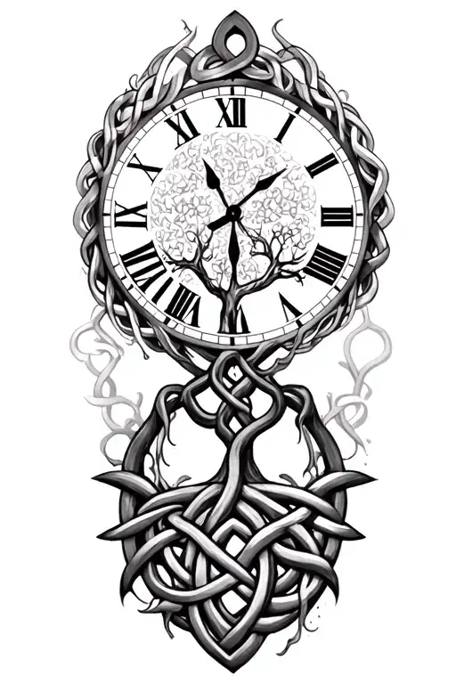 Celtic Tree Of Life Clock Surrounded By Celtic Knot