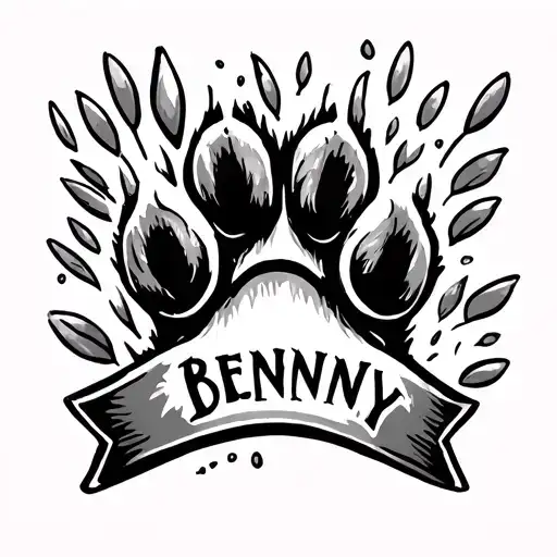 Benny Name Shapped As A Paw Of Dog Paw