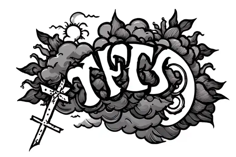 Cross With Clouds And The Sun