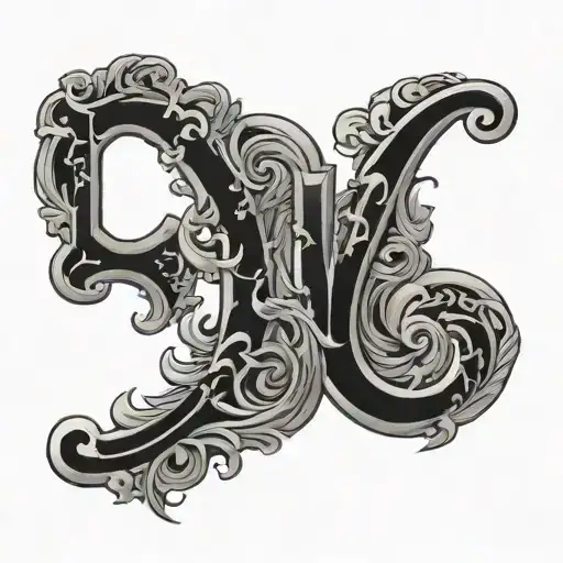 L D N Letter Goth Symbol