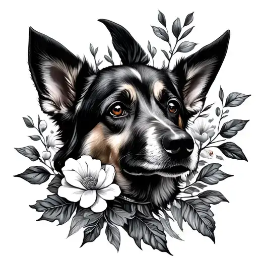 Minimalist German Sherpherd Floral