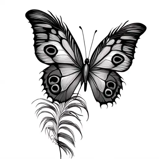 Butterfly With Peacock Feather Transforming With 23 Number