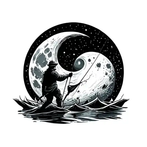 Man Fishing On The Moon