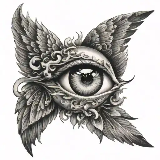 Eye On Fire With Wings