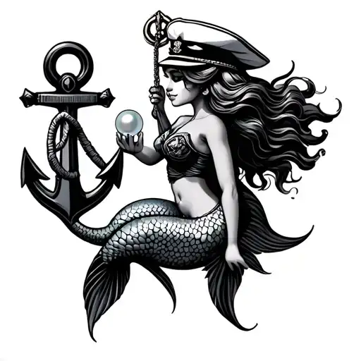 Chief Petty Officer Anchor And Mermaid Holding A Pearl