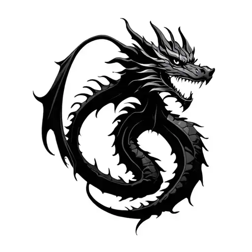 Dragon Small Simple Line Drawing