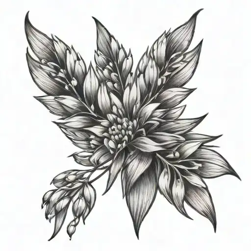 Oats Plant Black & White Tattoo Design