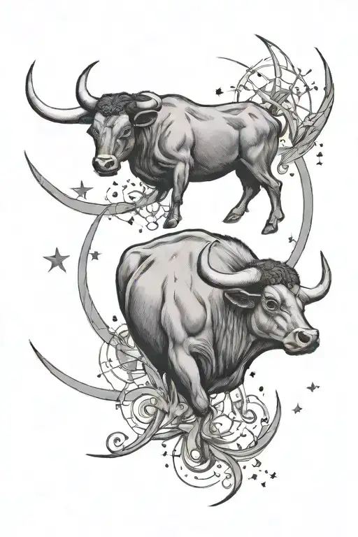 Taurus And Stars With Moon