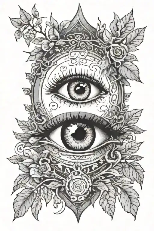Eye Tattoo With Tree Signifying Growth And Protection From Wrong Path