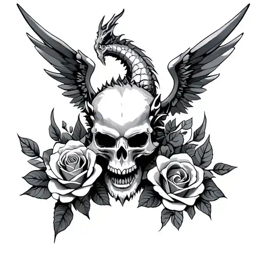 Skull Blade Dragon Roses Wings