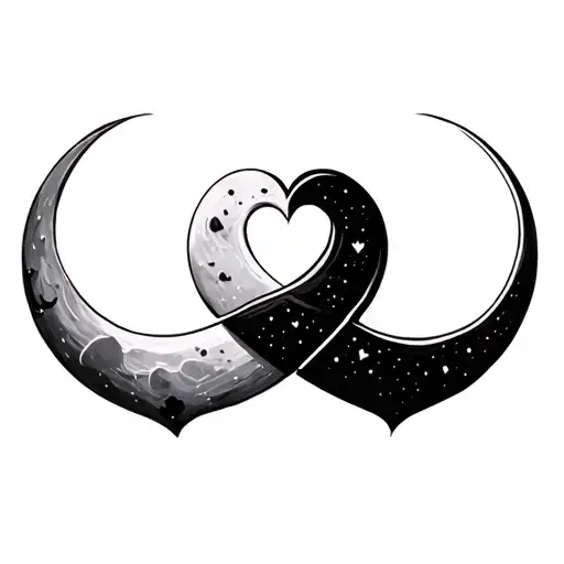 Moon And Infinity With Three Hearts Connected