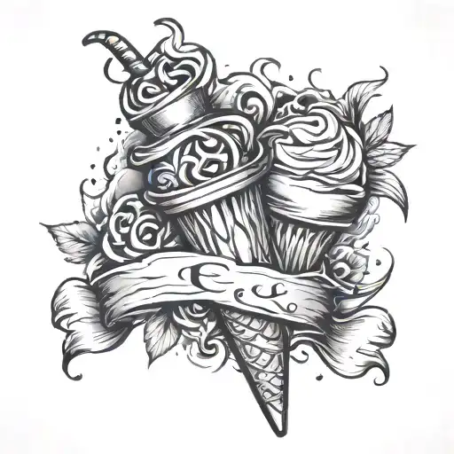Ice Crem Glory Days Black Grey Tattoo Depicting