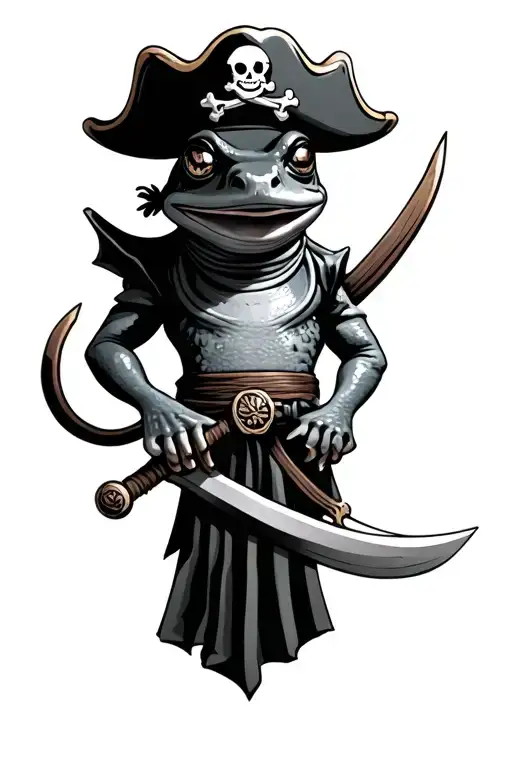 Pirate Frog With Pirate Hat And Cutlass