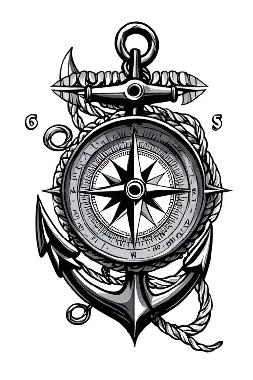 Compass With Anchor Intertwined