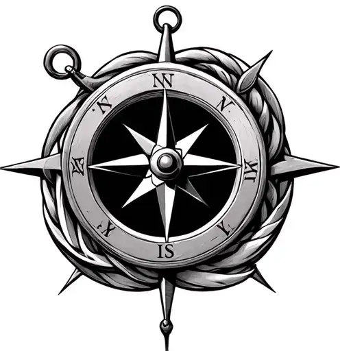 Compass With Anchor Intertwined