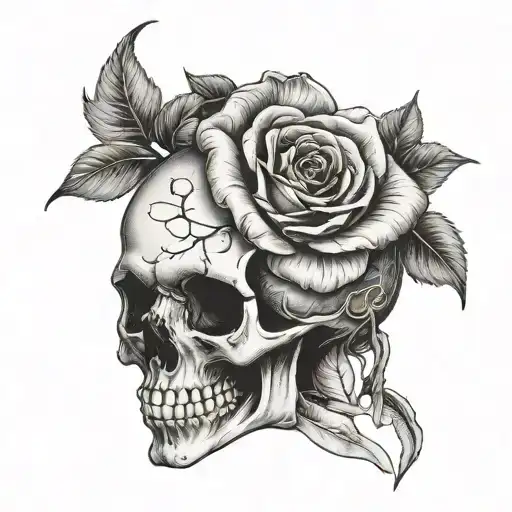 Masculine Skull With Rose