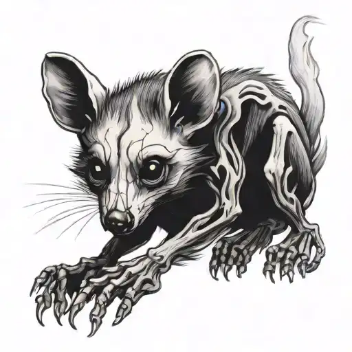 A Skeleton Of A Possum While Is On Fire