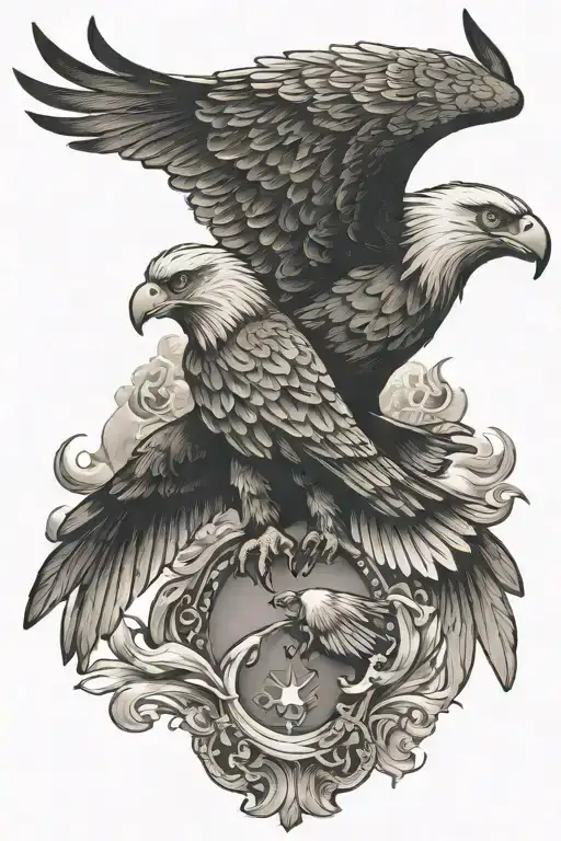 Eagle And Humm Flying