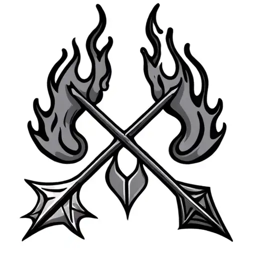 Broadhead Arrow With Flames