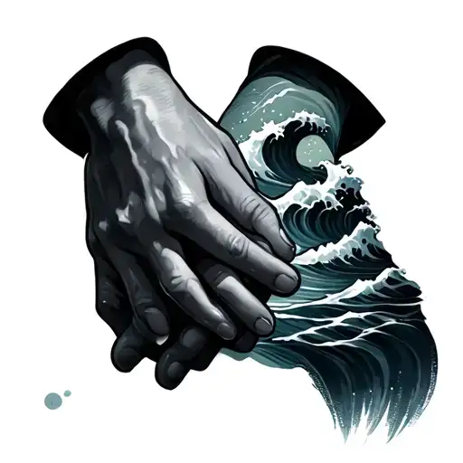 Waves Beach Holding Hands