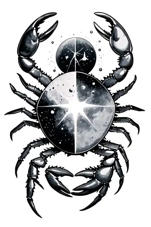 Cancer Crab Star Sign Combined Together With Star Constellation With Water Sign And Moon Phase