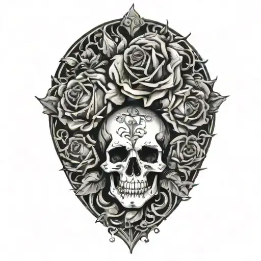 Fire With Roses And Skulls