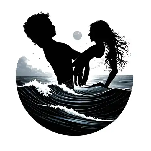 Waves Beach Holding Hands Human