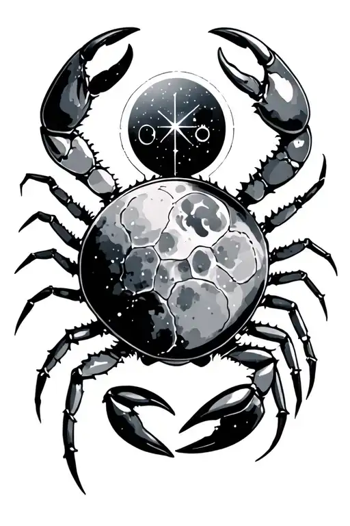 Cancer Crab Star Sign Together With Star Constellation With Water Sign And Moon Phase