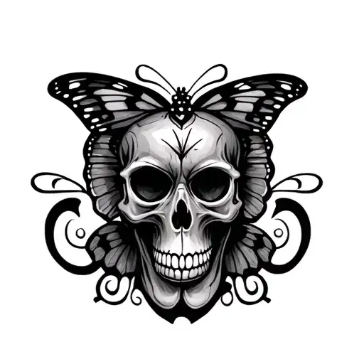 Butterfly Skull With Om Symbol Incorporated