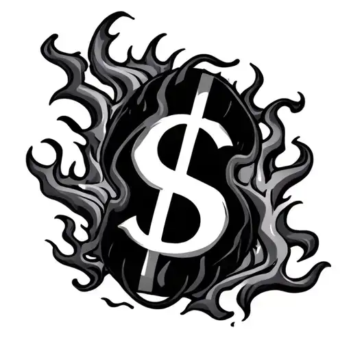 Skull And Flames Dollar Sign Eyes