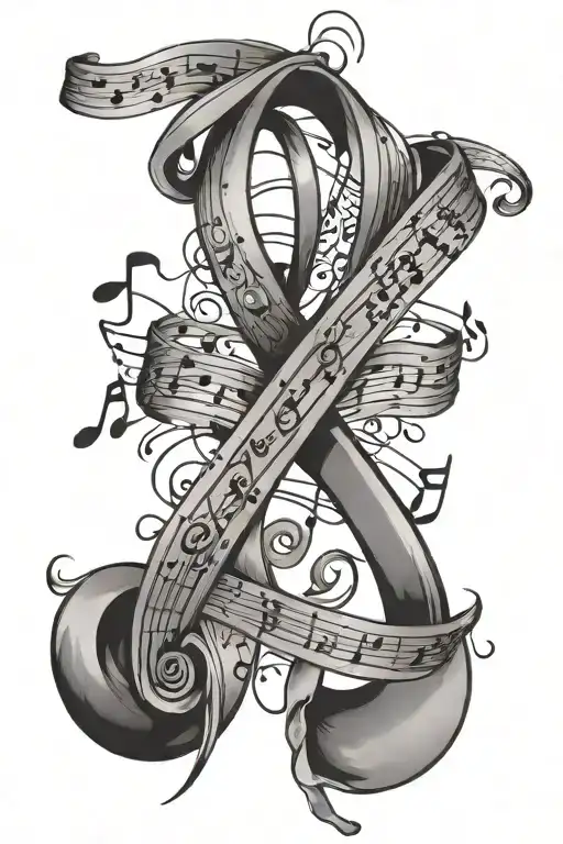 Cancer Ribbon With Music Notes
