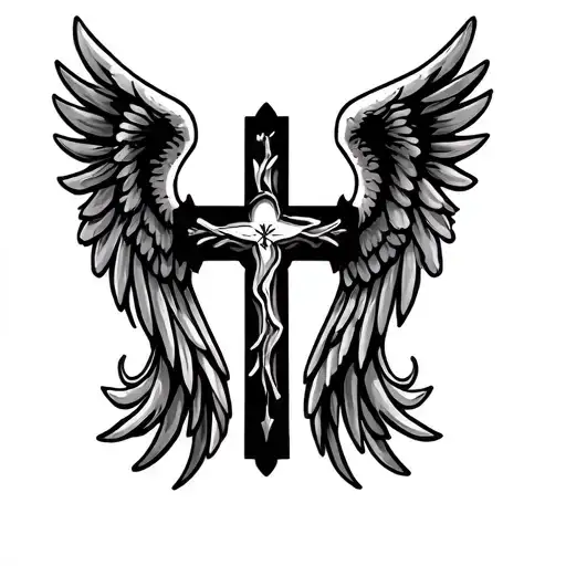 Christian Cross With Angel Wings